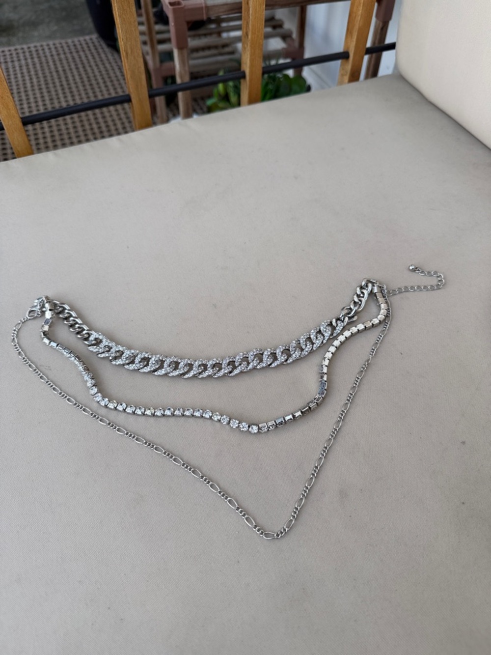 Silver Layered Chain Necklace Set
